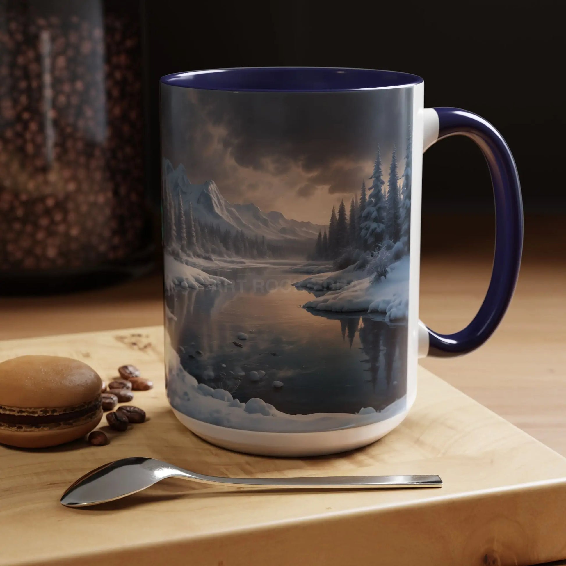 Winter Lake Coffee Mug – Snowy Mountain Landscape Accent Mug - Mug