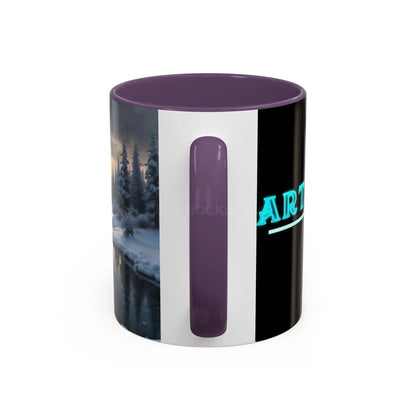 Winter Lake Coffee Mug – Snowy Mountain Landscape Accent Mug - Mug