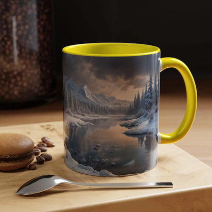 Winter Lake Coffee Mug – Snowy Mountain Landscape Accent Mug - Mug