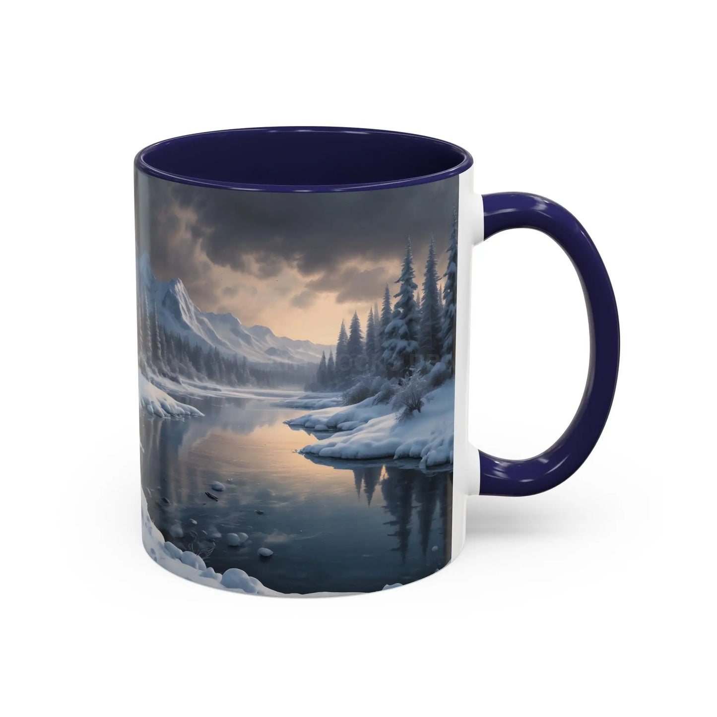 Winter Lake Coffee Mug – Snowy Mountain Landscape Accent Mug - Mug