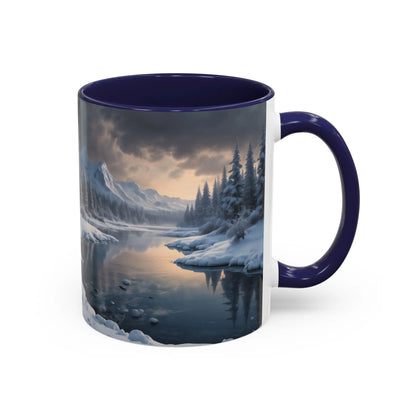 Winter Lake Coffee Mug – Snowy Mountain Landscape Accent Mug - Mug