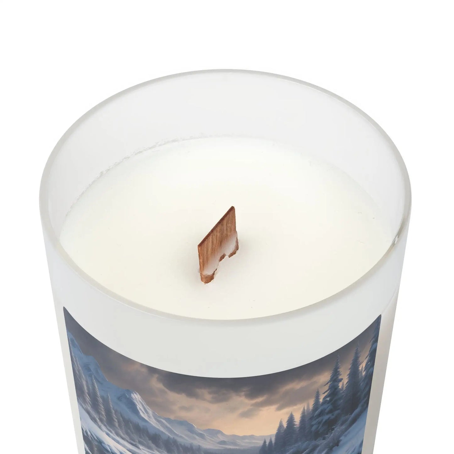 Winter Lake Frosted Glass Candle — 11oz Mountain Scenery Scented Candle - Home Decor