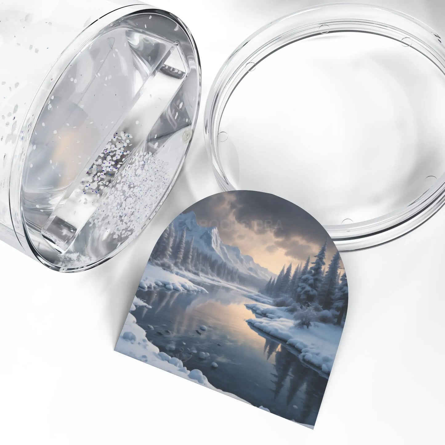 Winter Lake Snow Globe — Serene Mountain Landscape Decorative Globe - 3.5’’ × 3.4’’ - Home Decor