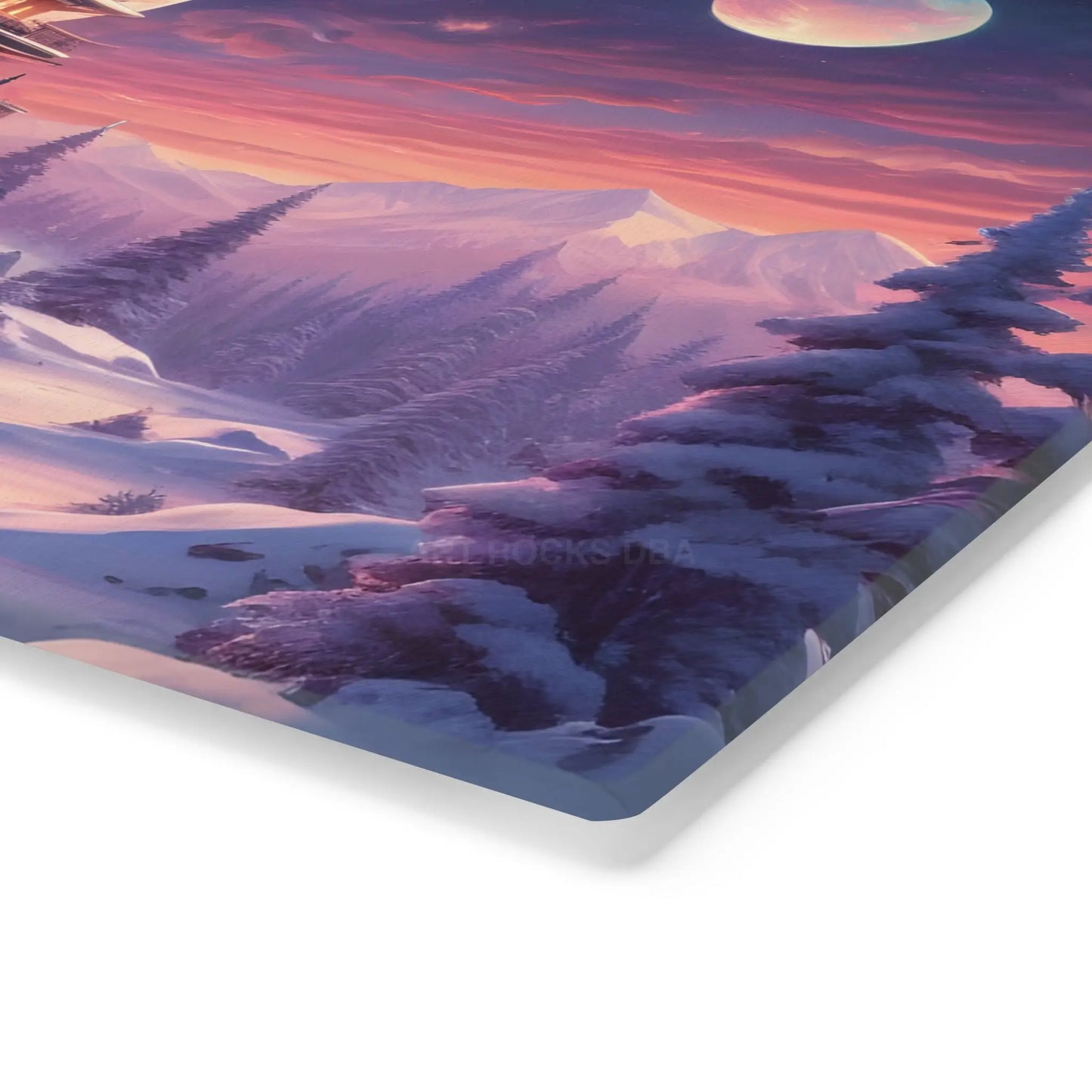 Winter Lodge Scene Cutting Board — Astronaut Explorer Snowy Chalet Kitchen Decor - Home Decor