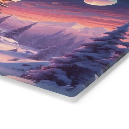 Winter Lodge Scene Cutting Board — Astronaut Explorer Snowy Chalet Kitchen Decor - Home Decor