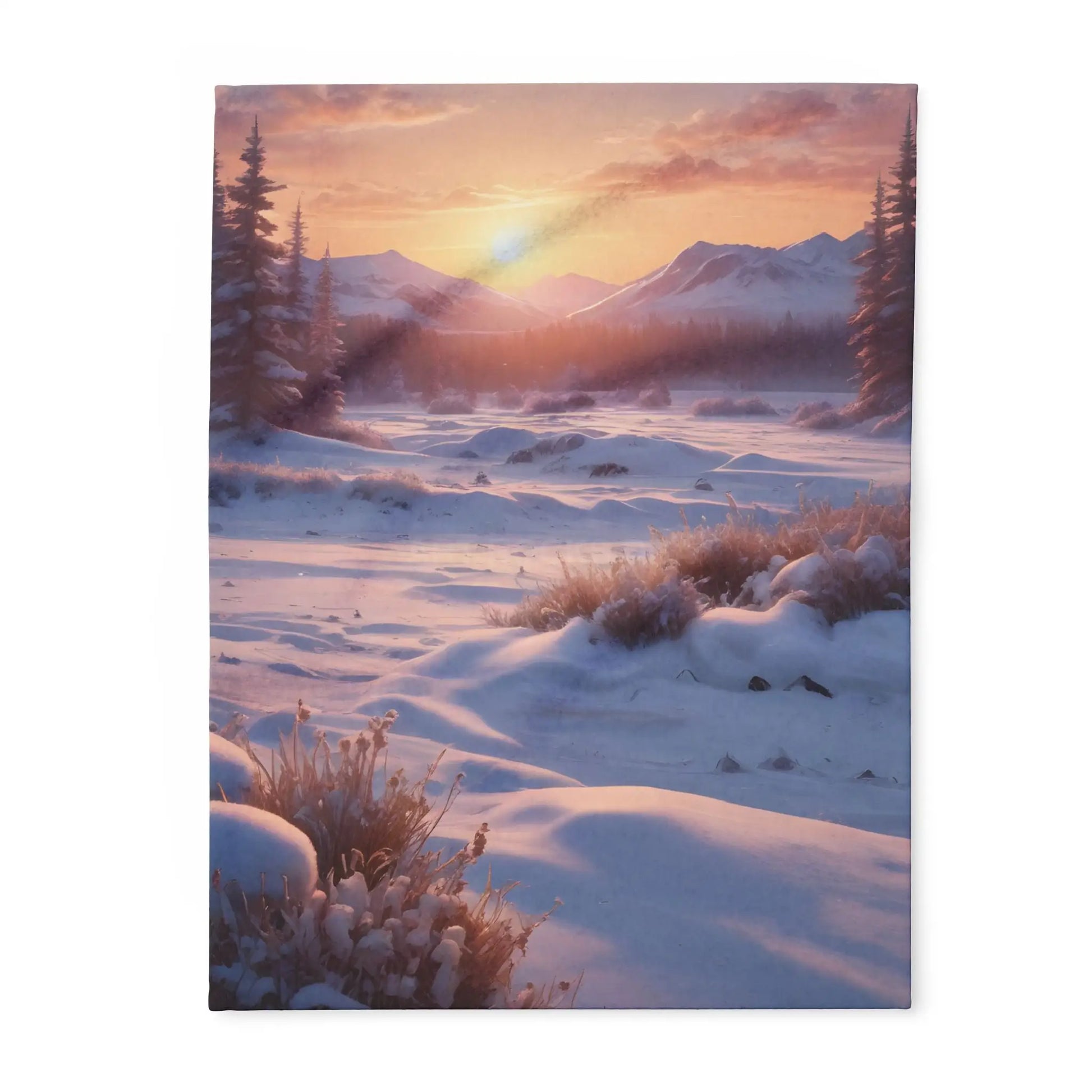 Winter Meadow Sunset Arctic Fleece Blanket – Cozy Winter Home Décor - 30’’ × 40’’ - Home Decor