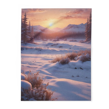 Winter Meadow Sunset Arctic Fleece Blanket – Cozy Winter Home Décor - 30’’ × 40’’ - Home Decor