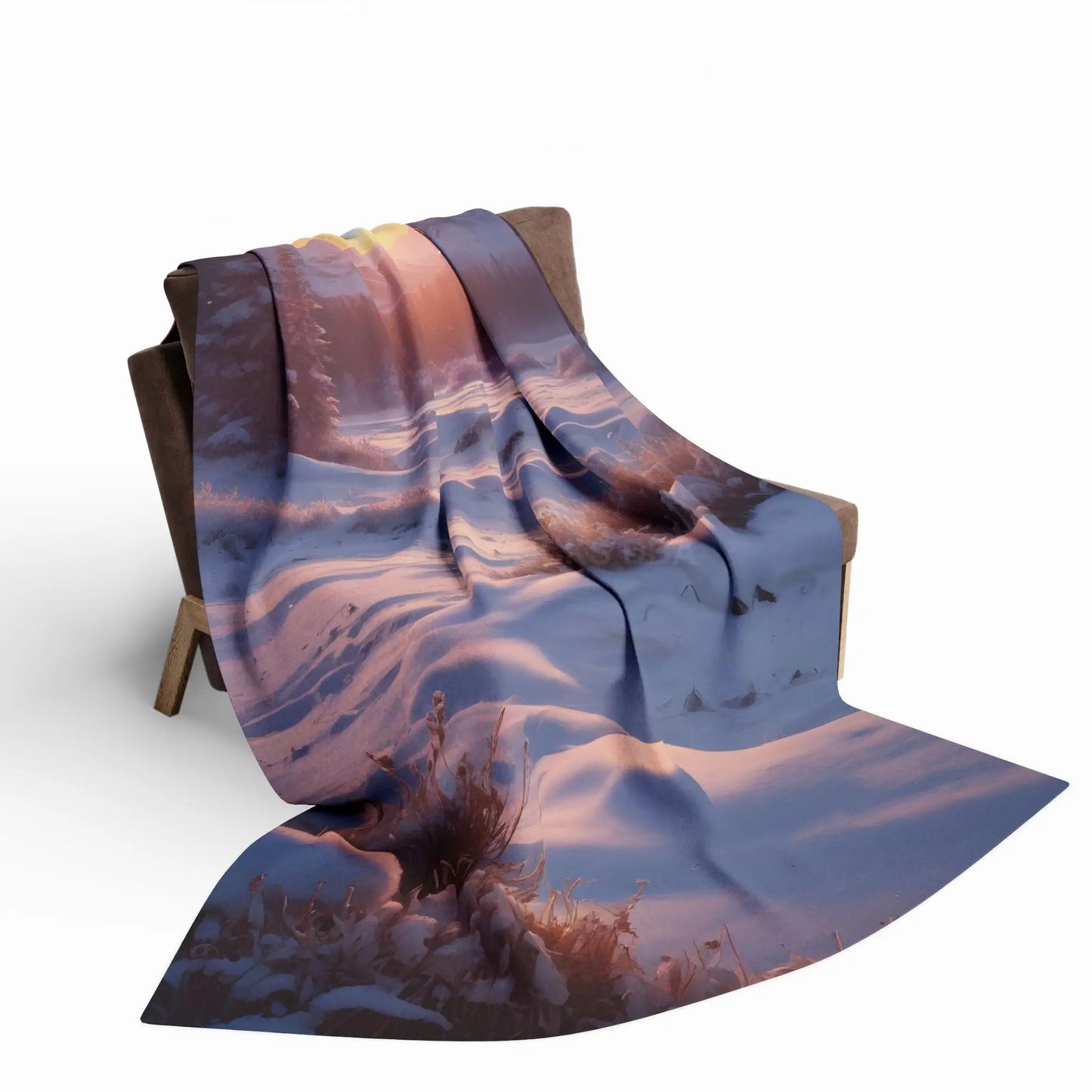 Winter Meadow Sunset Arctic Fleece Blanket – Cozy Winter Home Décor - Home Decor