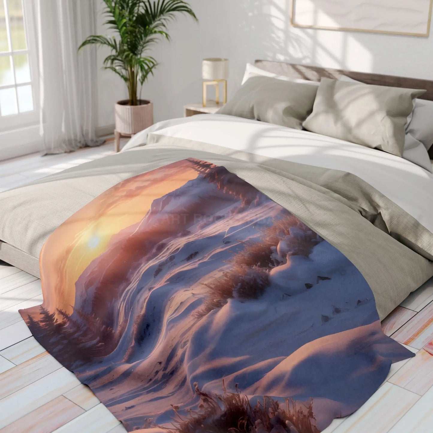 Winter Meadow Sunset Arctic Fleece Blanket – Cozy Winter Home Décor - Home Decor