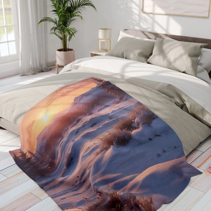 Winter Meadow Sunset Arctic Fleece Blanket – Cozy Winter Home Décor - Home Decor