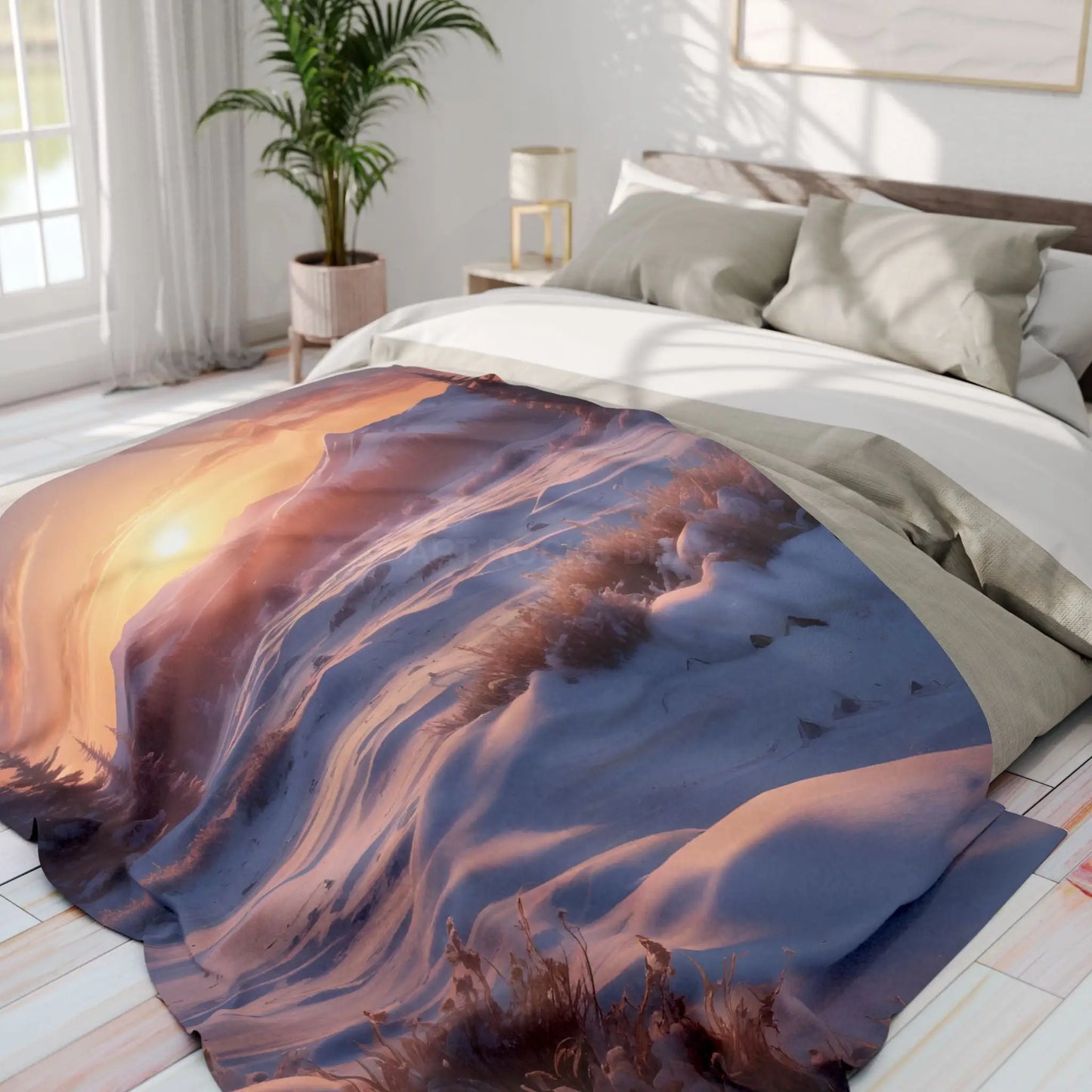 Winter Meadow Sunset Arctic Fleece Blanket – Cozy Winter Home Décor - Home Decor