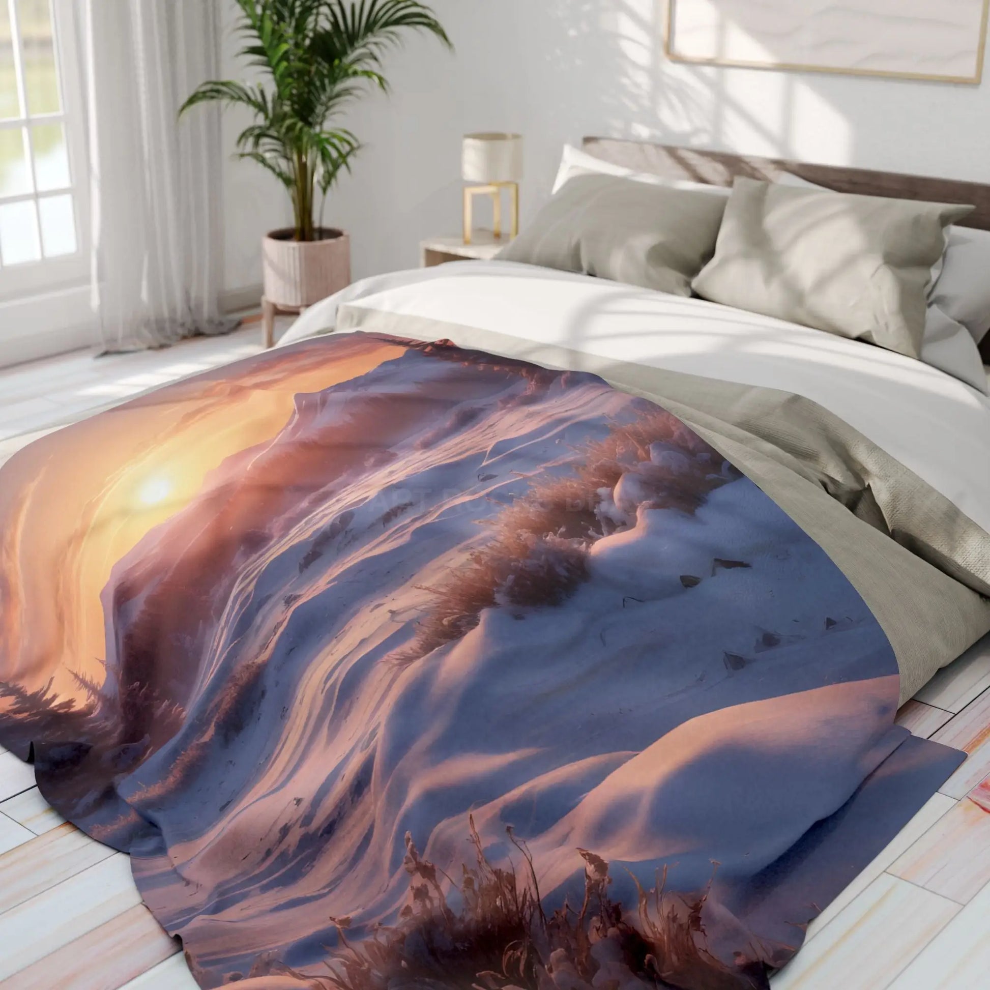Winter Meadow Sunset Arctic Fleece Blanket – Cozy Winter Home Décor - Home Decor