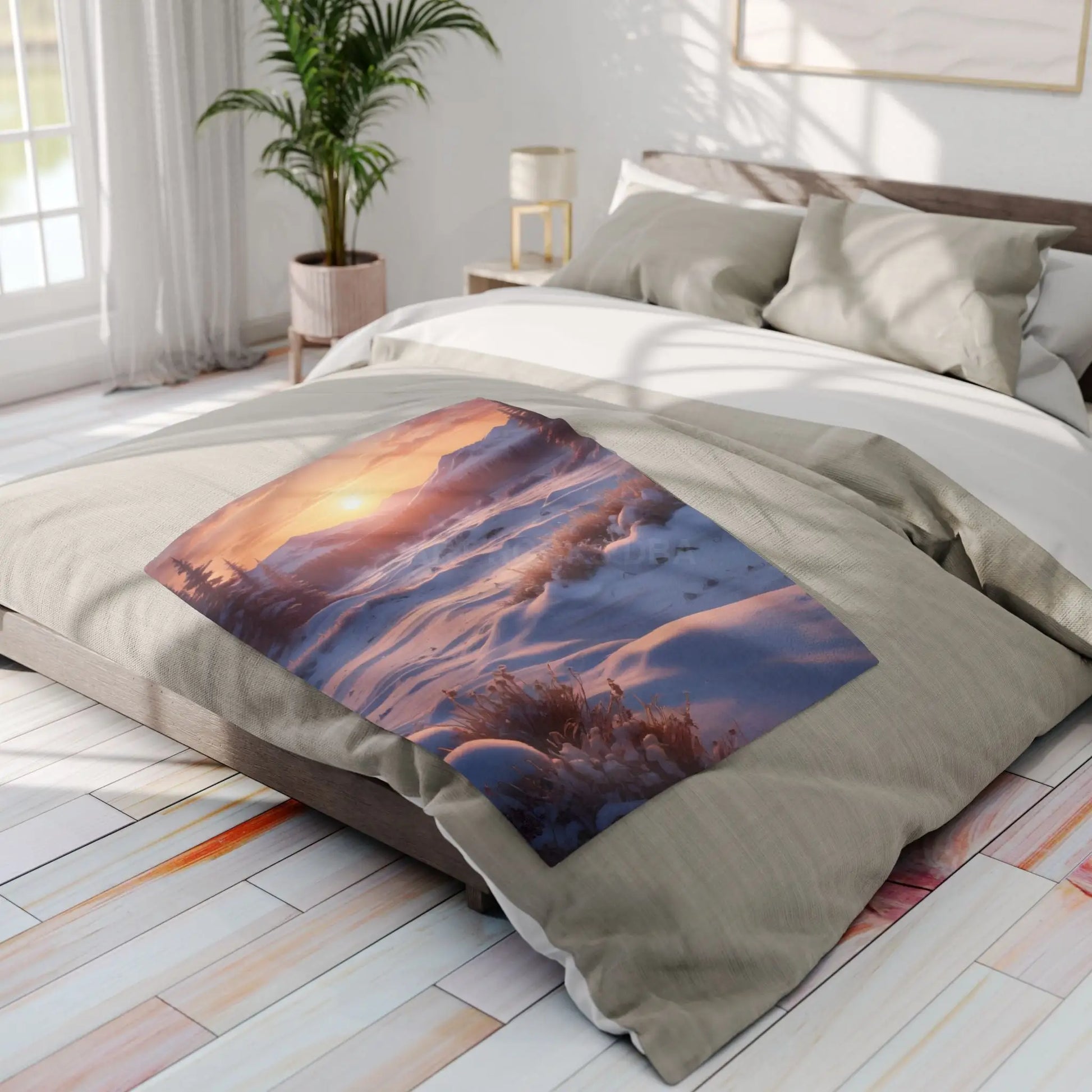 Winter Meadow Sunset Arctic Fleece Blanket – Cozy Winter Home Décor - Home Decor
