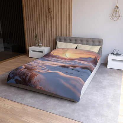 Winter Meadow Sunset Landscape Microfiber Duvet Cover - Home Decor