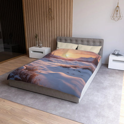 Winter Meadow Sunset Landscape Microfiber Duvet Cover - Home Decor