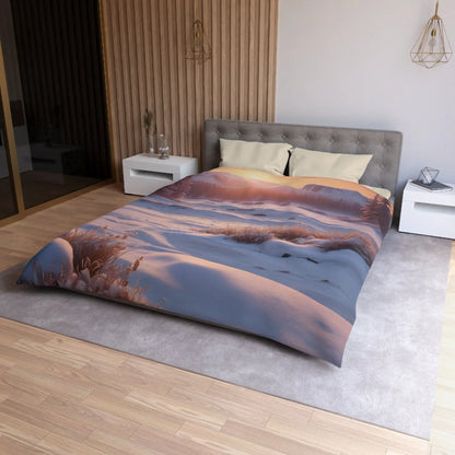 Winter Meadow Sunset Landscape Microfiber Duvet Cover - Home Decor