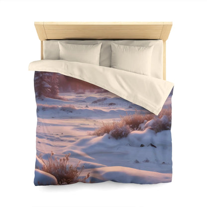 Winter Meadow Sunset Landscape Microfiber Duvet Cover - Home Decor