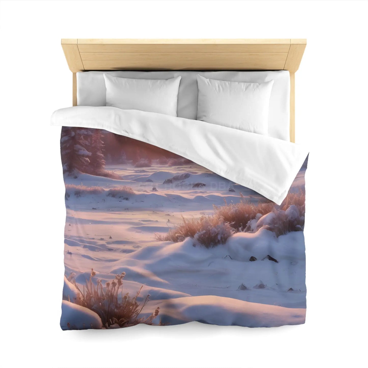 Winter Meadow Sunset Landscape Microfiber Duvet Cover - Home Decor