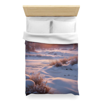 Winter Meadow Sunset Landscape Microfiber Duvet Cover - Home Decor