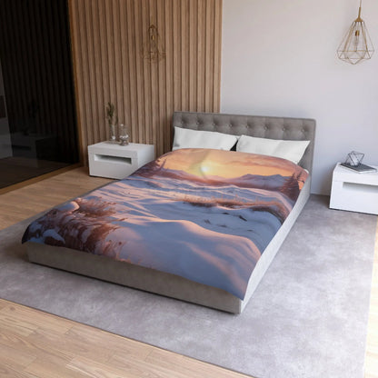 Winter Meadow Sunset Landscape Microfiber Duvet Cover - Home Decor