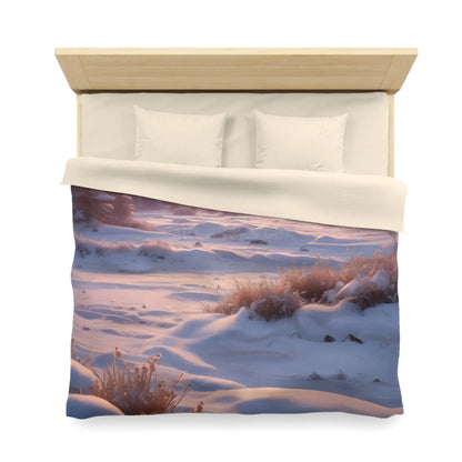 Winter Meadow Sunset Landscape Microfiber Duvet Cover - Home Decor