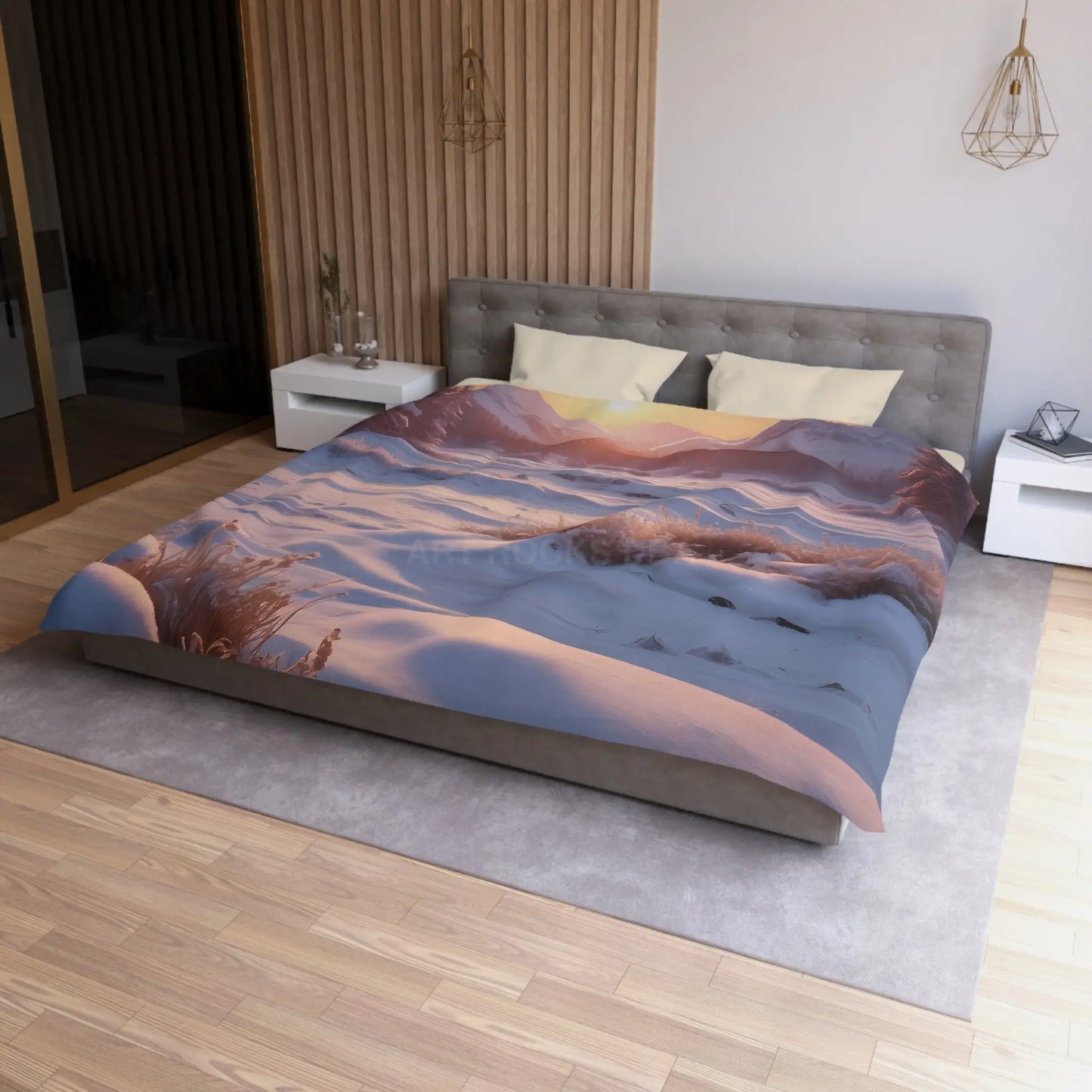 Winter Meadow Sunset Landscape Microfiber Duvet Cover - Home Decor