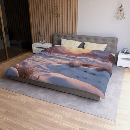 Winter Meadow Sunset Landscape Microfiber Duvet Cover - Home Decor