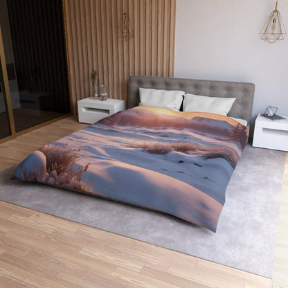 Winter Meadow Sunset Landscape Microfiber Duvet Cover - Home Decor