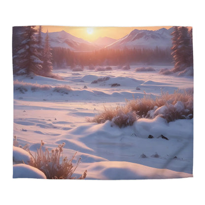 Winter Meadow Sunset Landscape Microfiber Duvet Cover - King / Cream - Home Decor