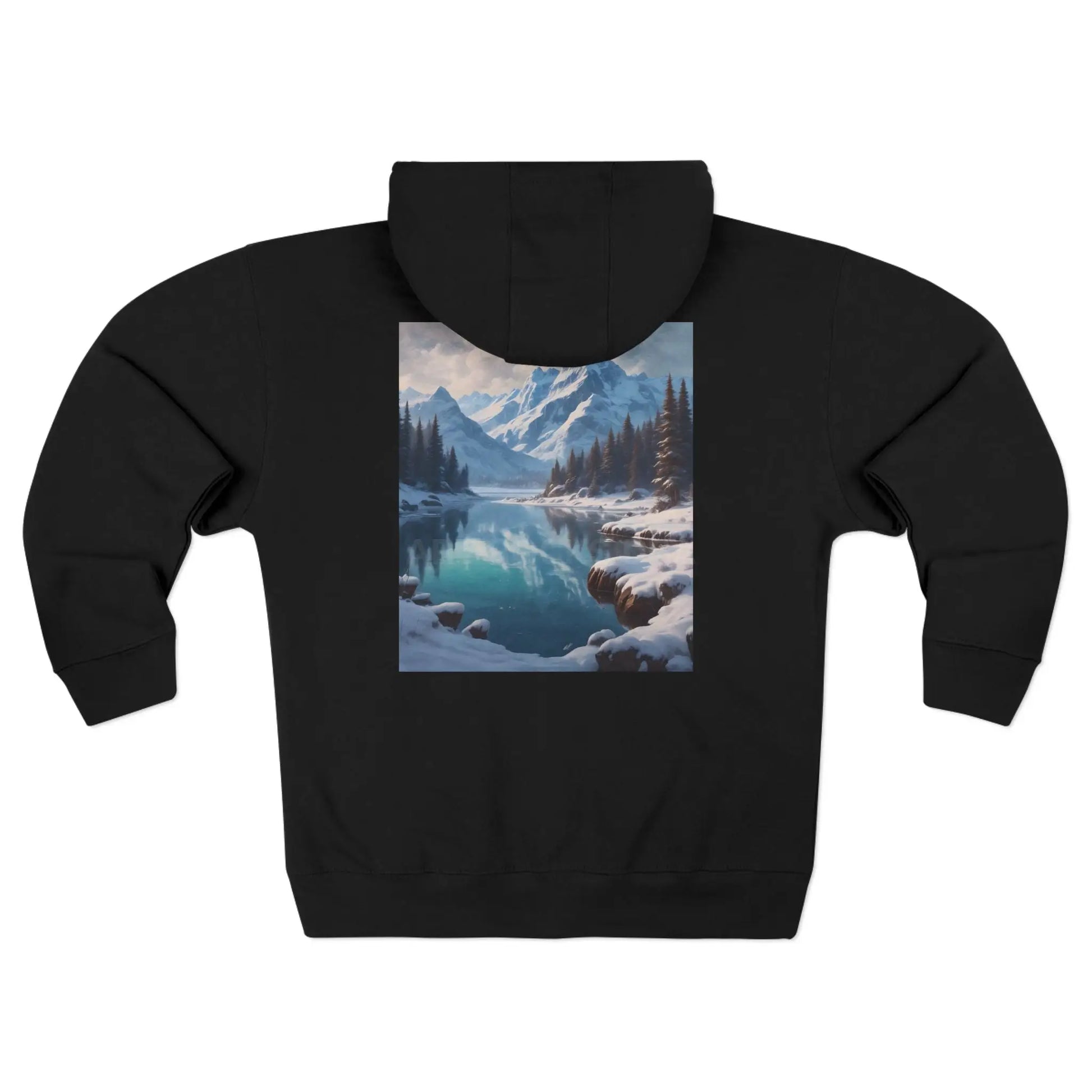 Winter Mountain Lake Zip-Up Sweatshirt - XS / Black - Hoodie