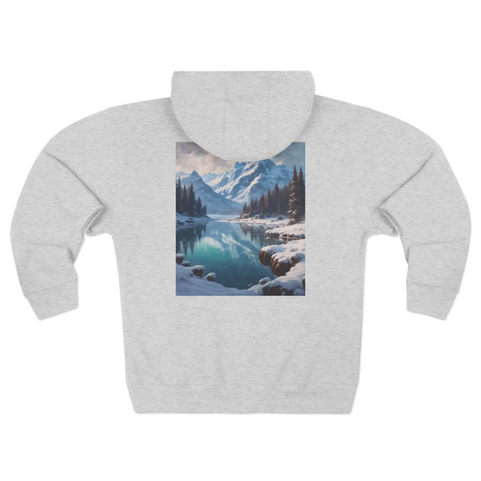 Winter Mountain Lake Zip-Up Sweatshirt - XS / Heather Grey - Hoodie