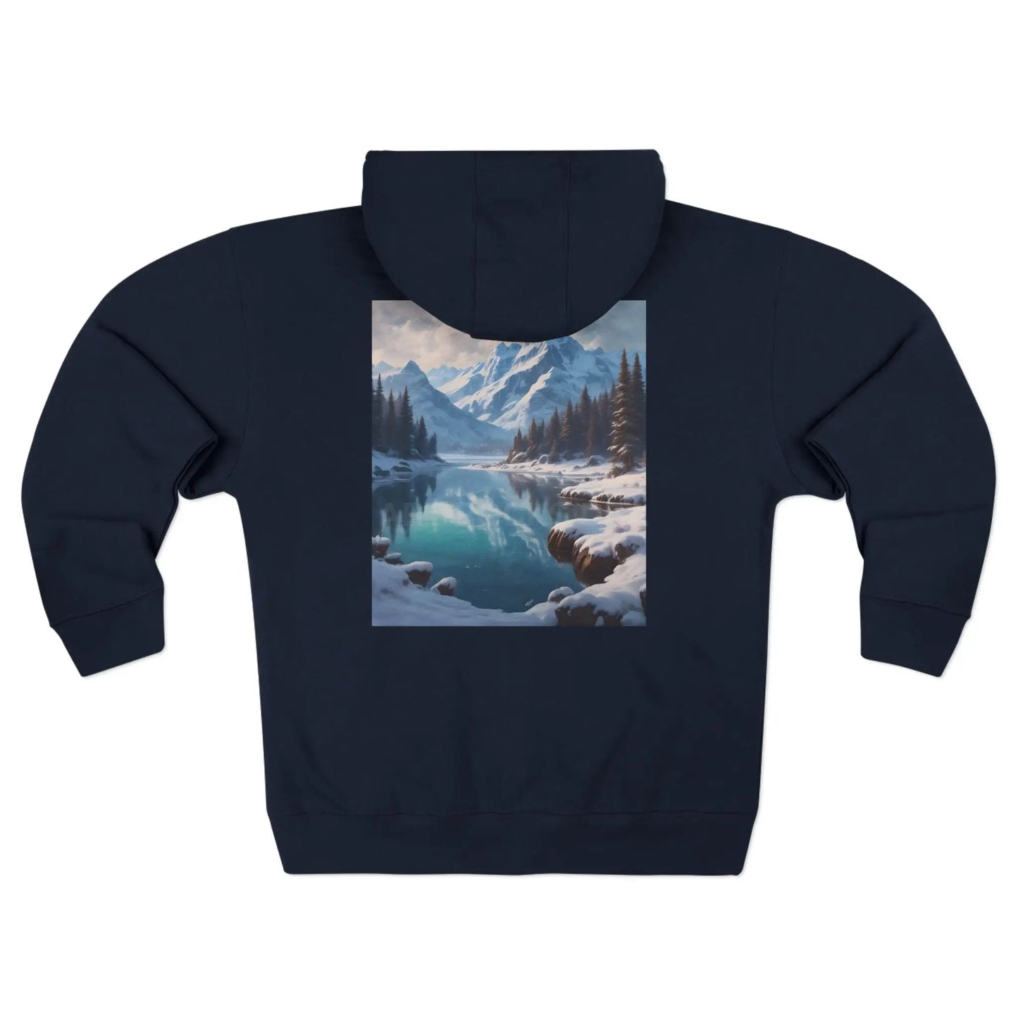 Winter Mountain Lake Zip-Up Sweatshirt - XS / Navy - Hoodie