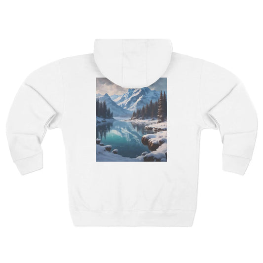 Winter Mountain Lake Zip-Up Sweatshirt - XS / White - Hoodie