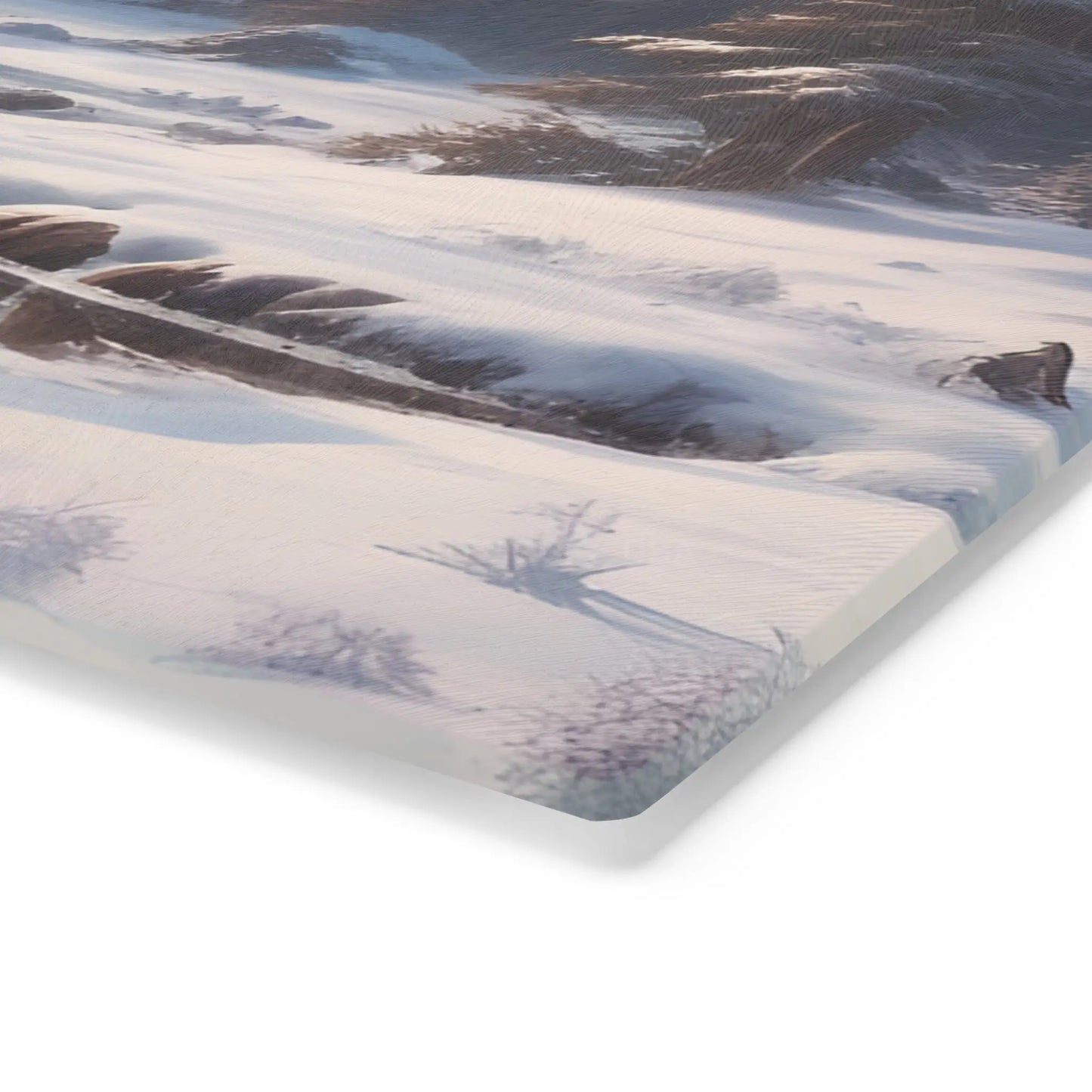 Winter Mountain Scenic Cutting Board — Snowy Lake Landscape Serving & Prep Board - Home Decor