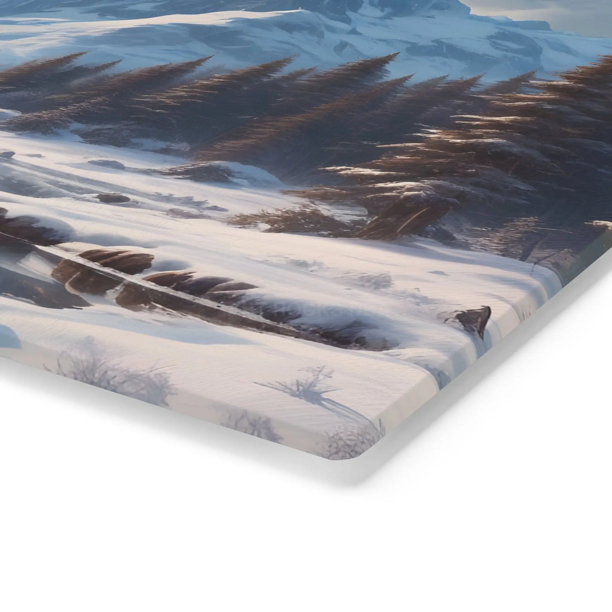 Winter Mountain Scenic Cutting Board — Snowy Lake Landscape Serving & Prep Board - Home Decor