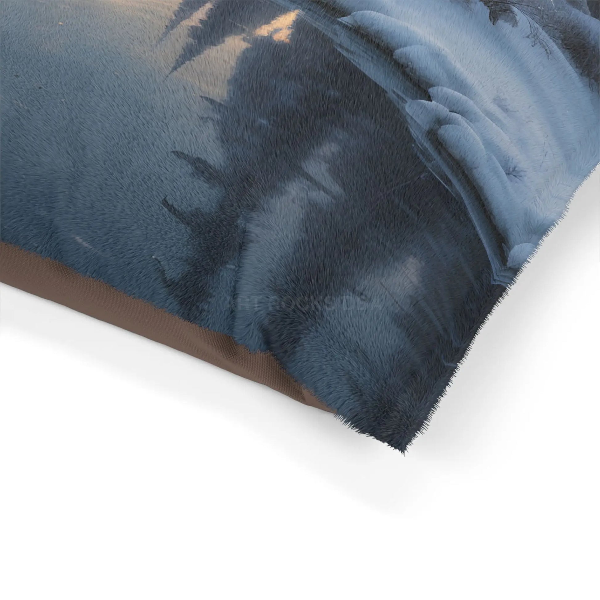 Winter Mountain Scenic Pet Bed — Cozy Snowy Lake Print for Dogs & Cats - Pets