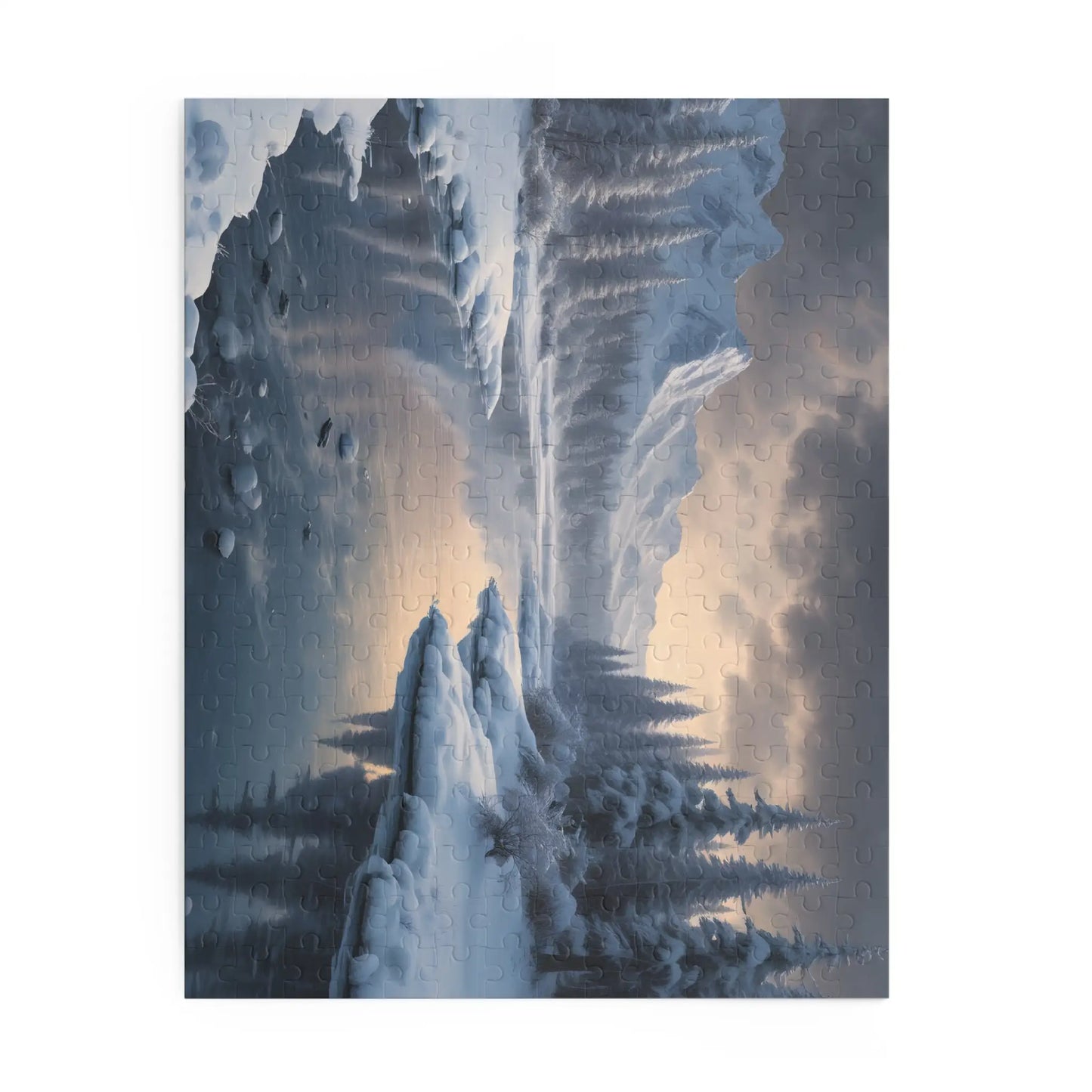 Winter River Landscape Puzzle — Serene Snowy Mountains 120/252/500-Piece Jigsaw - Puzzle