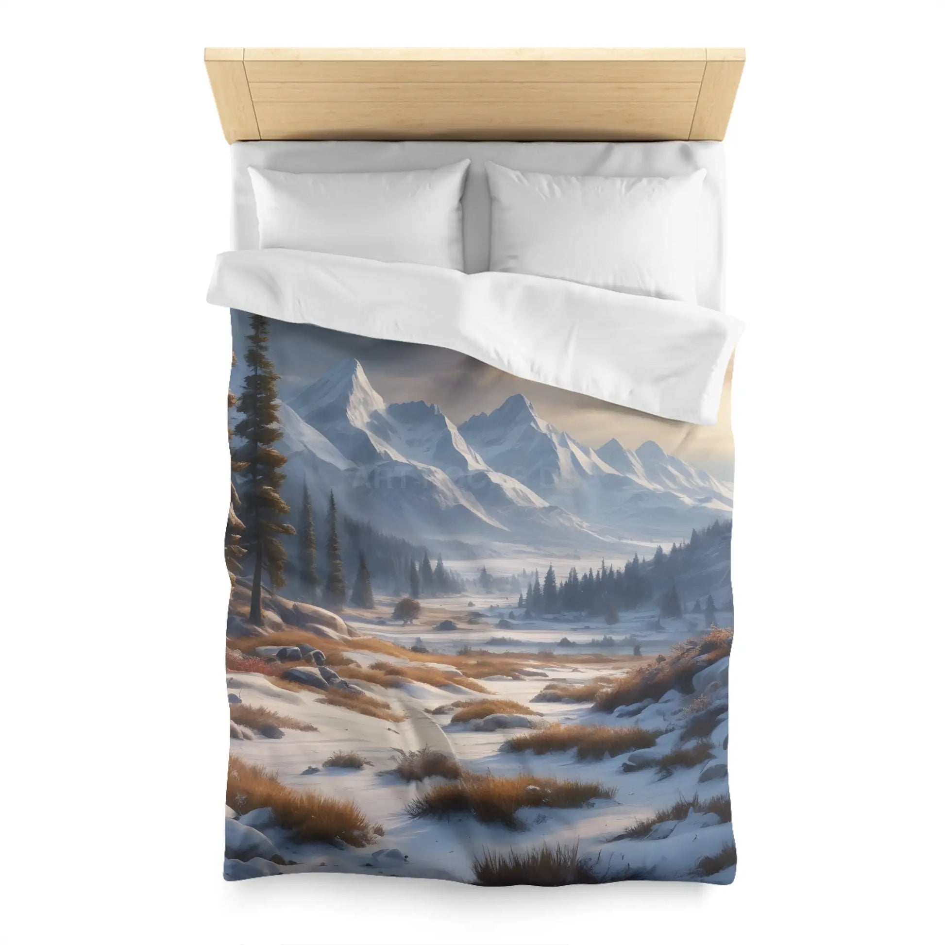 Winter Snow Meadow in the Mountains - Cozy Home Decor Duvet Cover - Home Decor