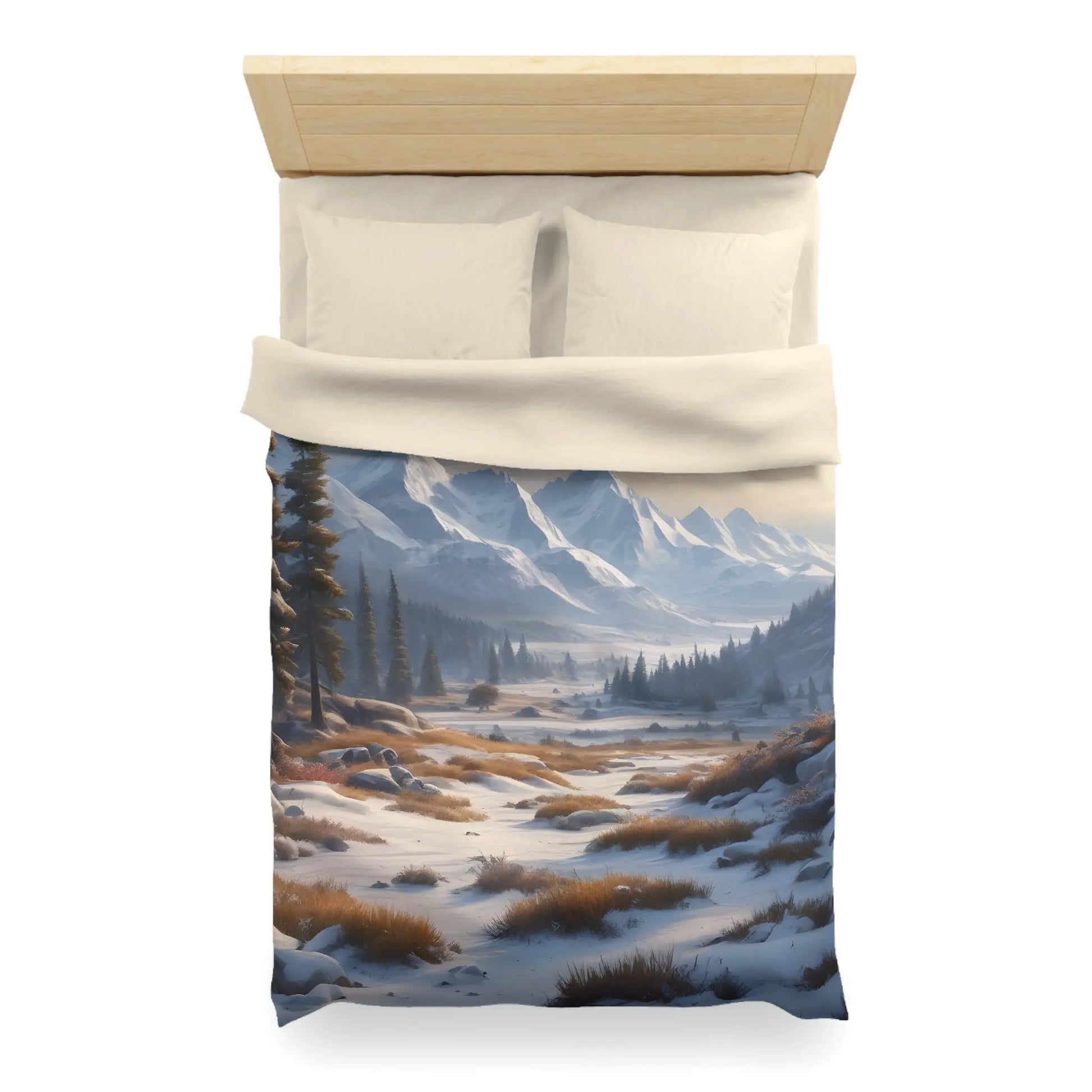 Winter Snow Meadow in the Mountains - Cozy Home Decor Duvet Cover - Home Decor