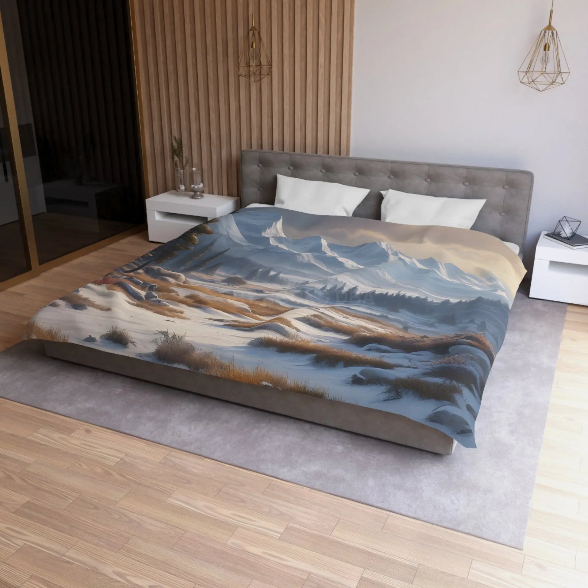 Winter Snow Meadow in the Mountains - Cozy Home Decor Duvet Cover - Home Decor