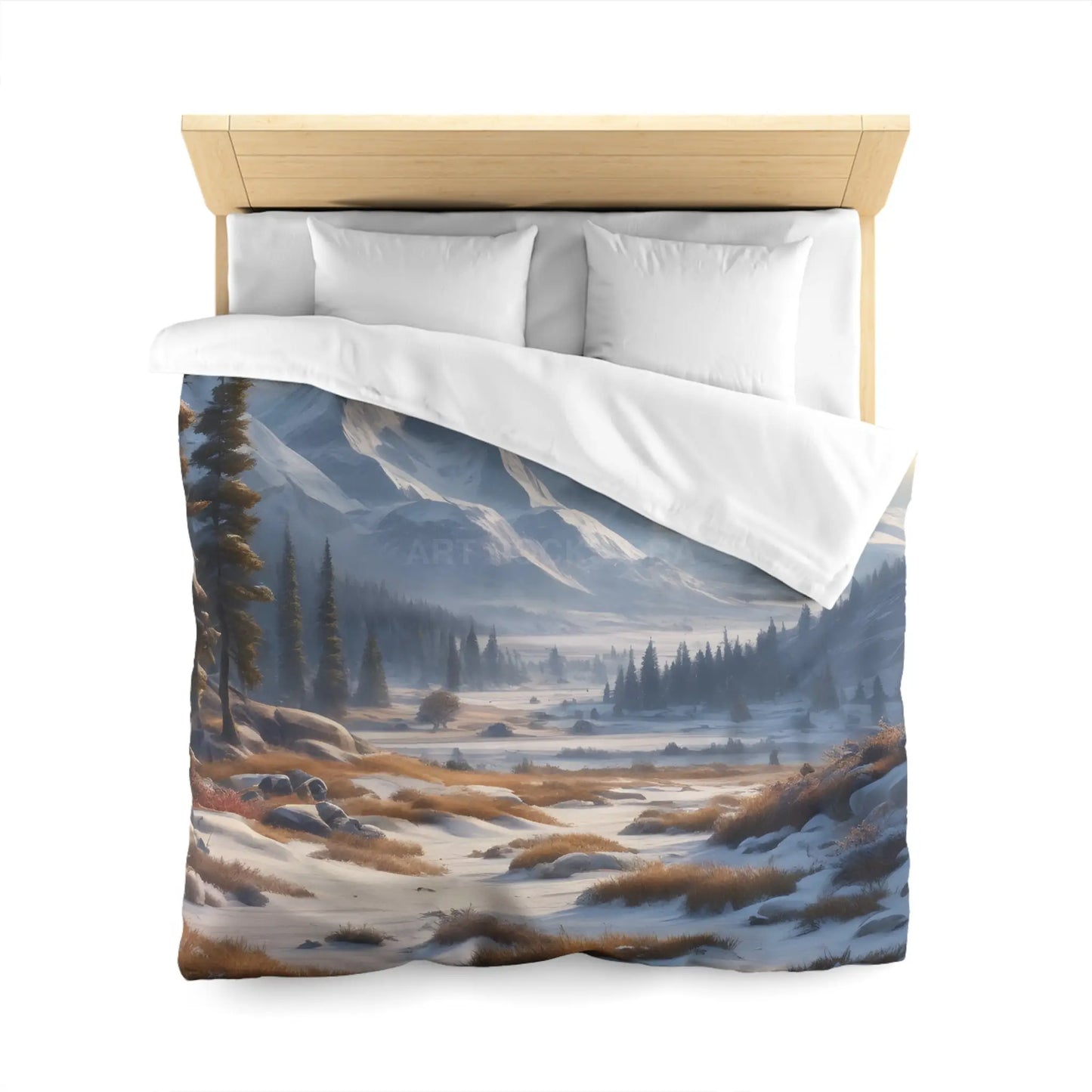 Winter Snow Meadow in the Mountains - Cozy Home Decor Duvet Cover - Home Decor