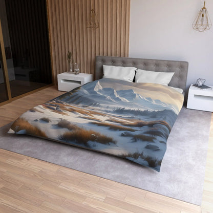 Winter Snow Meadow in the Mountains - Cozy Home Decor Duvet Cover - Home Decor