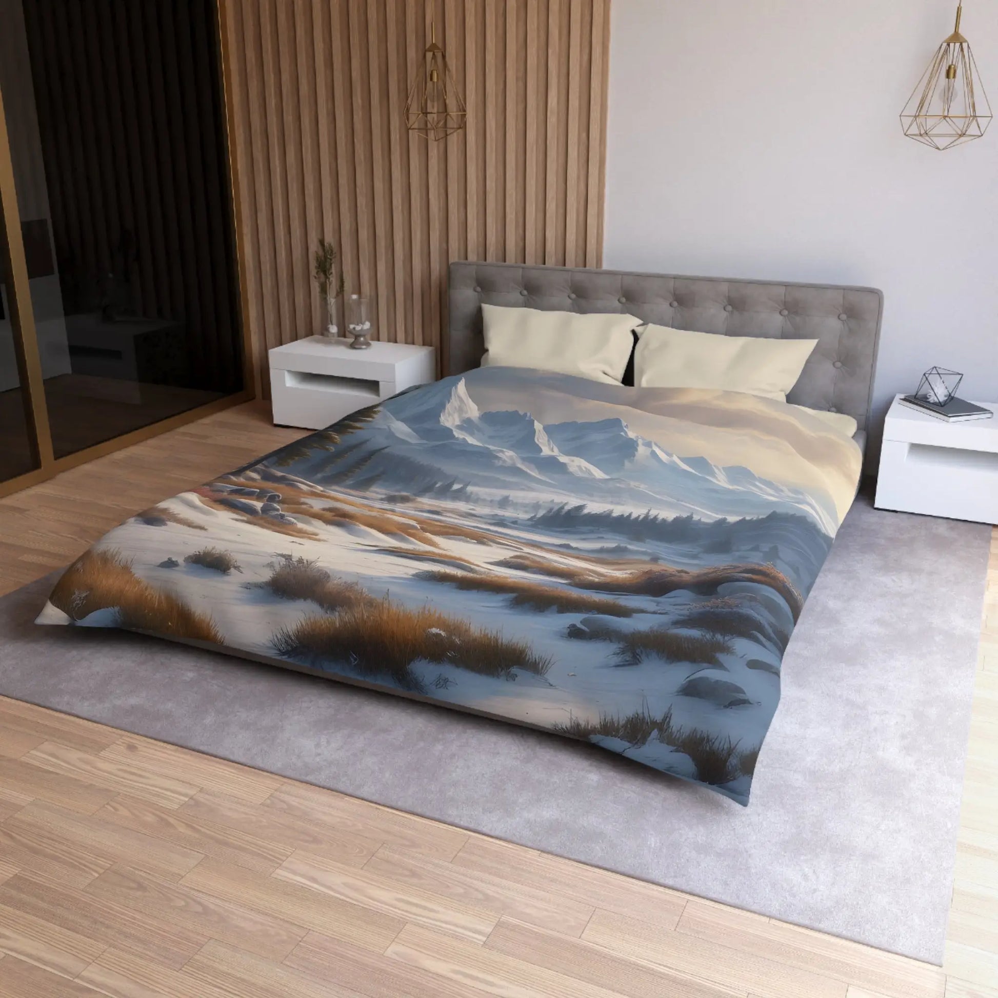 Winter Snow Meadow in the Mountains - Cozy Home Decor Duvet Cover - Home Decor