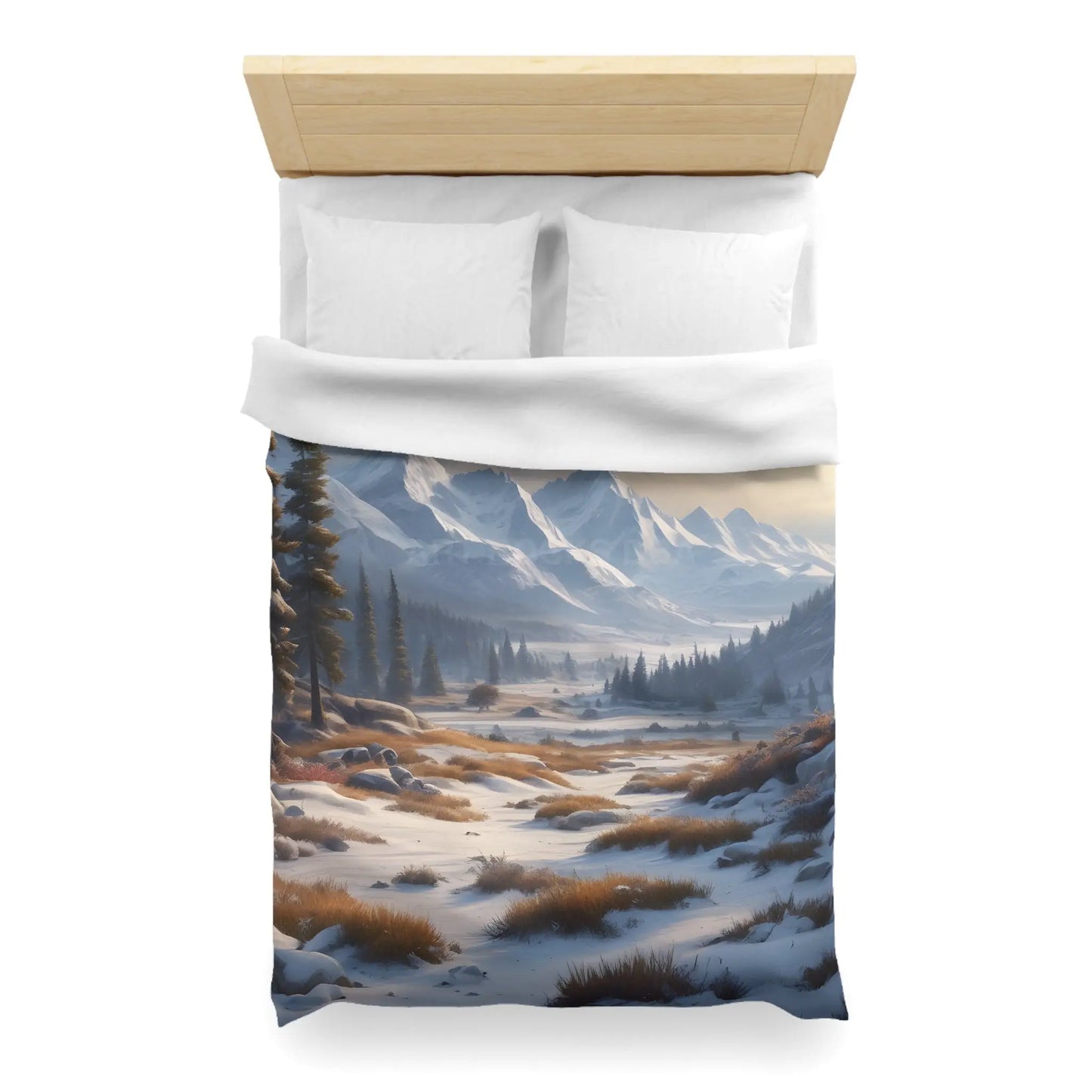 Winter Snow Meadow in the Mountains - Cozy Home Decor Duvet Cover - Home Decor