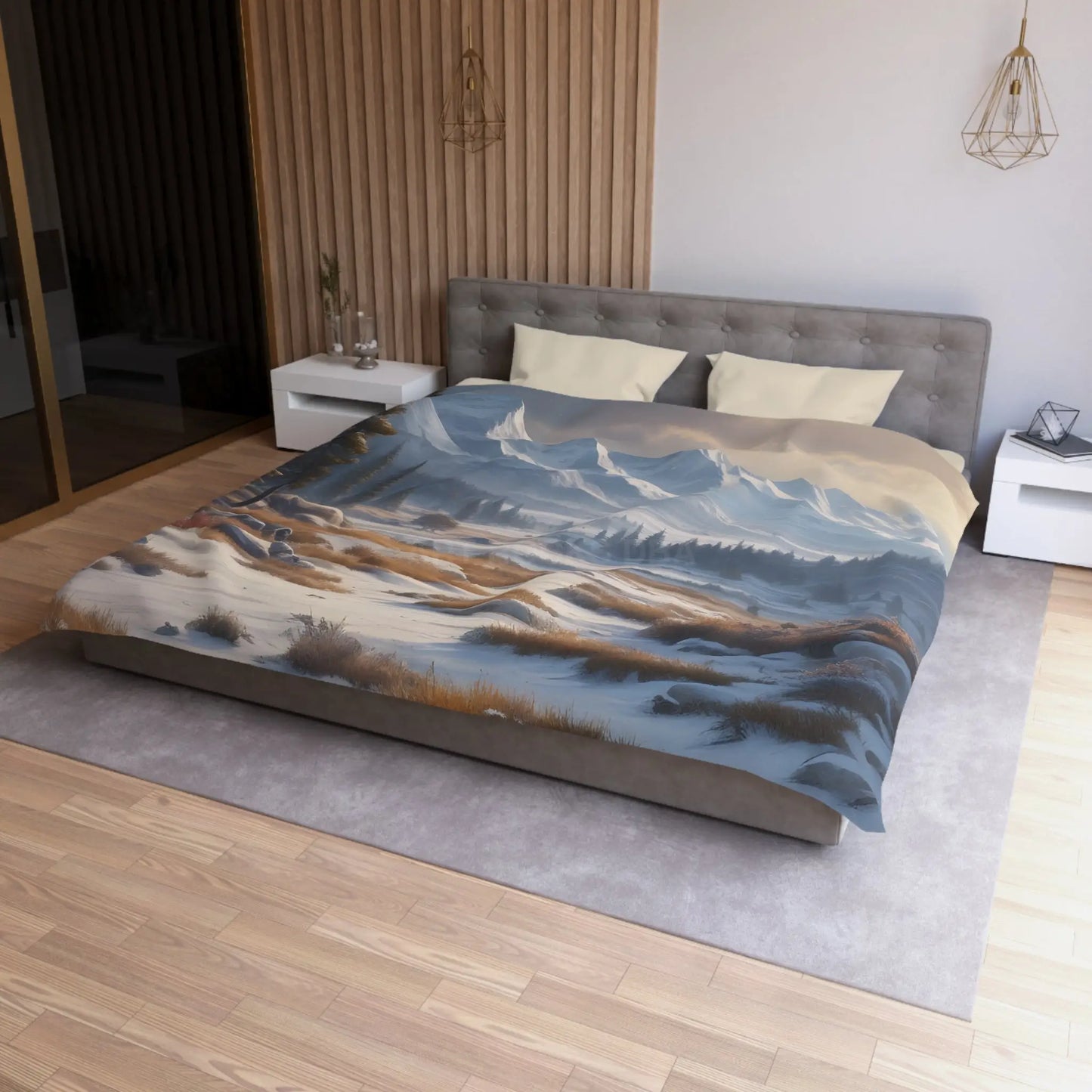 Winter Snow Meadow in the Mountains - Cozy Home Decor Duvet Cover - Home Decor