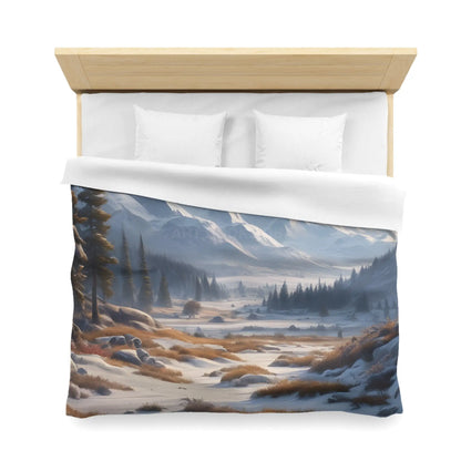 Winter Snow Meadow in the Mountains - Cozy Home Decor Duvet Cover - Home Decor