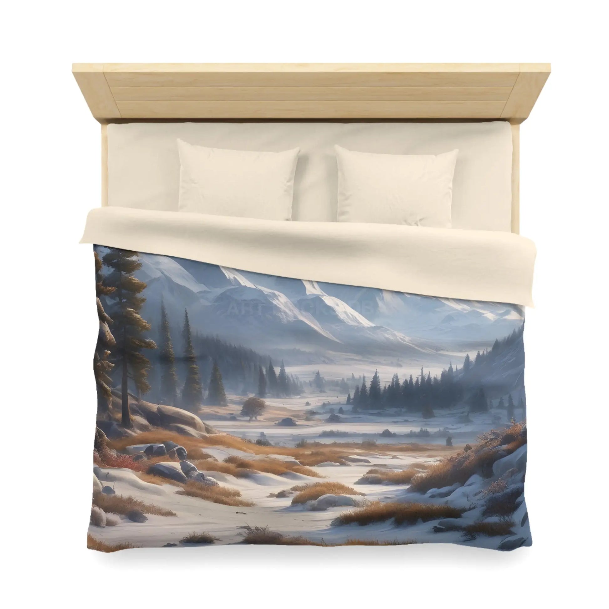 Winter Snow Meadow in the Mountains - Cozy Home Decor Duvet Cover - Home Decor