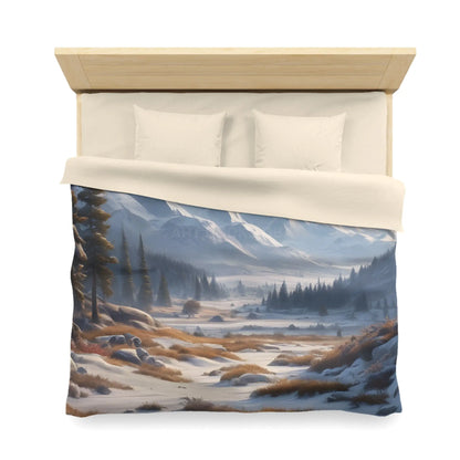 Winter Snow Meadow in the Mountains - Cozy Home Decor Duvet Cover - Home Decor