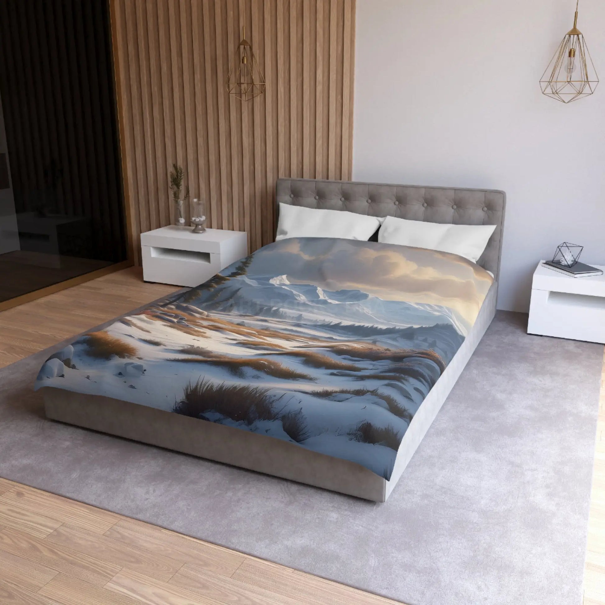 Winter Snow Meadow in the Mountains - Cozy Home Decor Duvet Cover - Home Decor