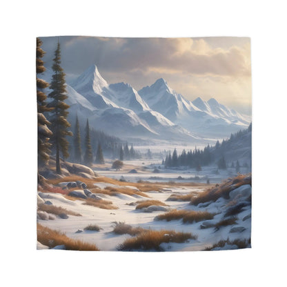 Winter Snow Meadow in the Mountains - Cozy Home Decor Duvet Cover - Queen / White - Home Decor